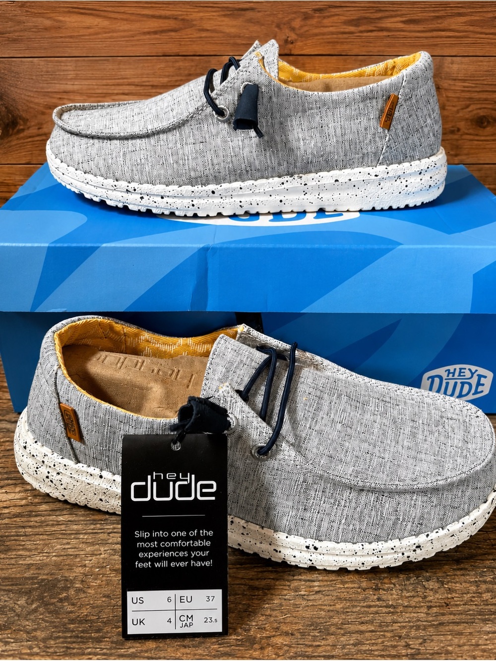 Hey Dude Light Grey Slip-On Casual Shoes with Navy Accents